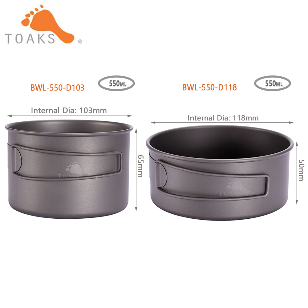 Camping Cooking Set Lightweight - Toaks BWL-550 Camping Titanium Kom Met