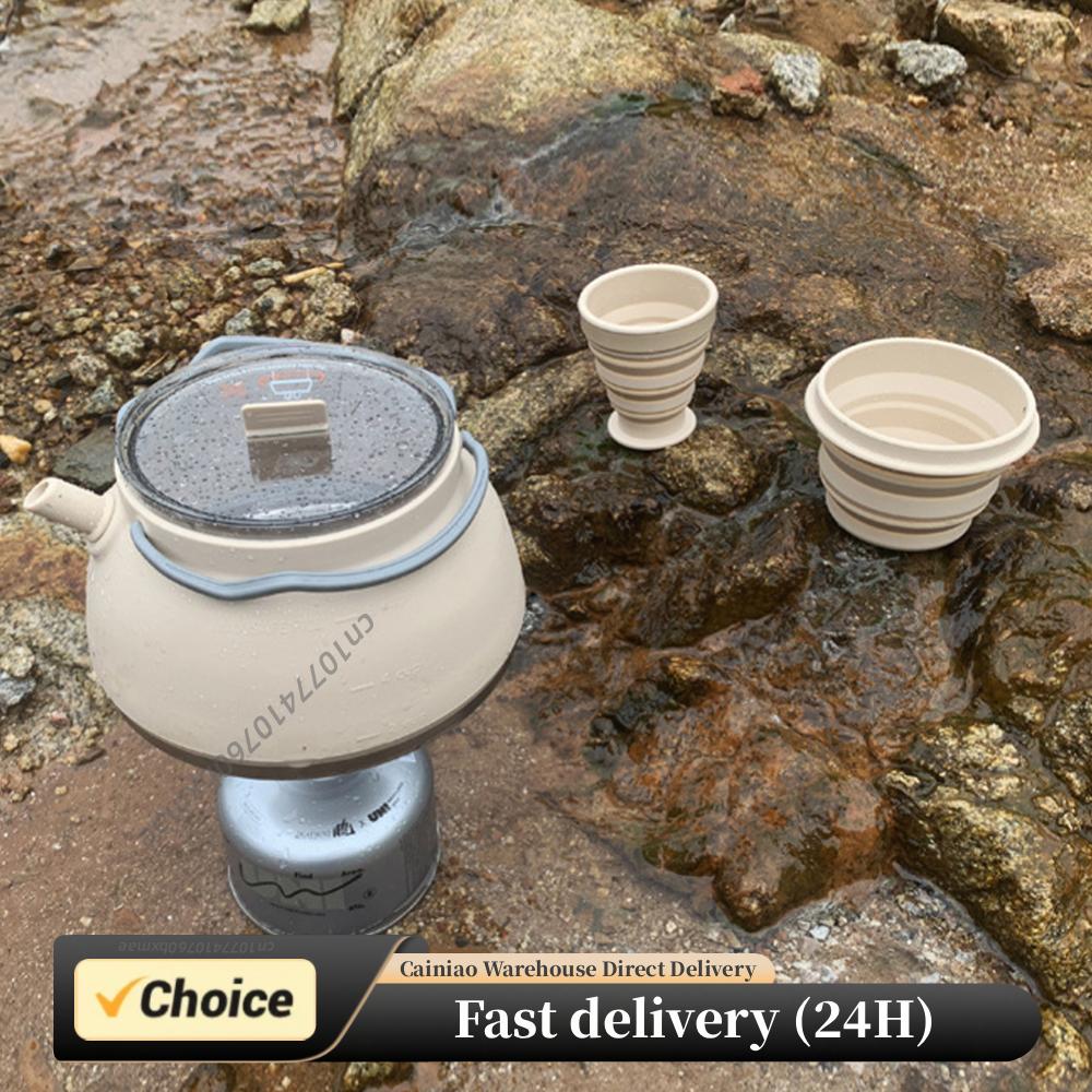 Camping Cooking Handle - Outdoor opvouwbare siliconen waterkoker, draagbare mini-kookwaterpot