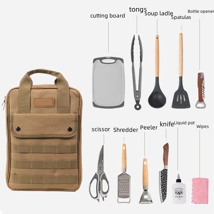 Camping Cooking Set With Bag - Camping kookgerei accessoires set, 12-delige draagbare