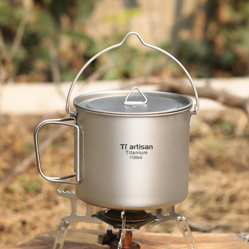 Camping Cooking Cup - Tiartisan Titanium 1.1L Campingpot Outdoor kookset