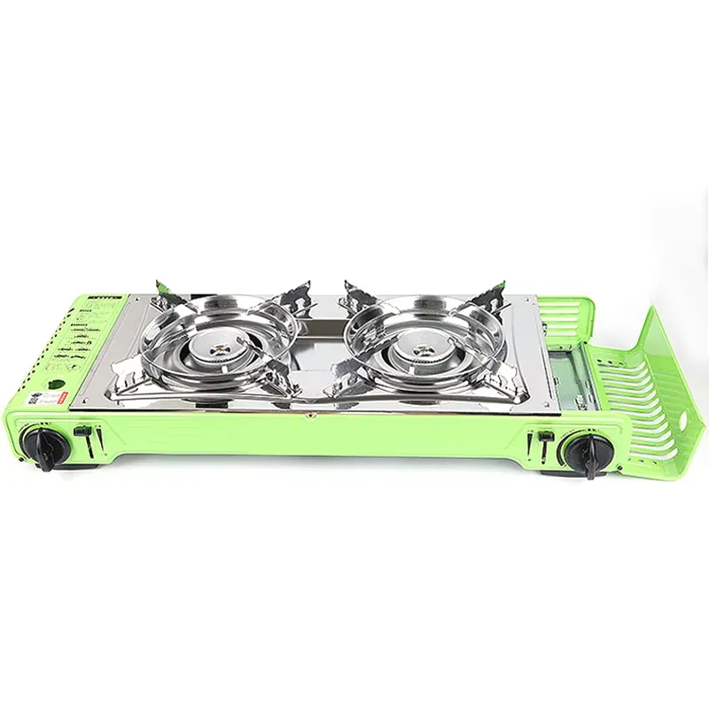 Camping Double Cooking Stove - Draagbare buiten campingtafel met dubbele brander,