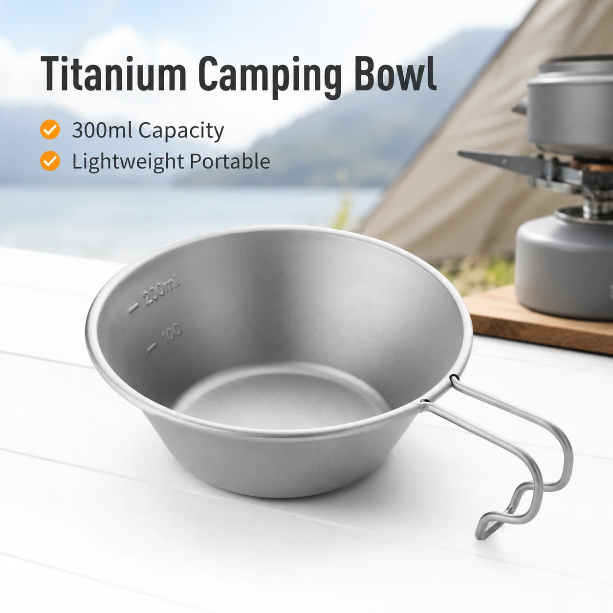 Camping Cooking Set Lightweight - Titanium Sierra Bowl Lichtgewicht Campingbeker met