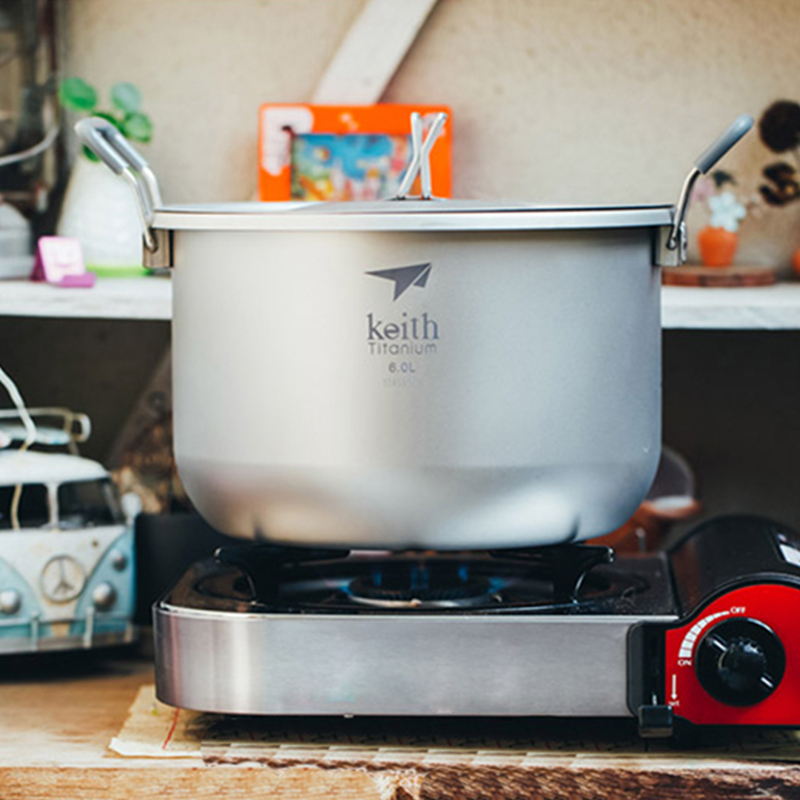 Camping Cooking Ware - Keith-Camping kookset, titanium kookgerei soeppan 6L,