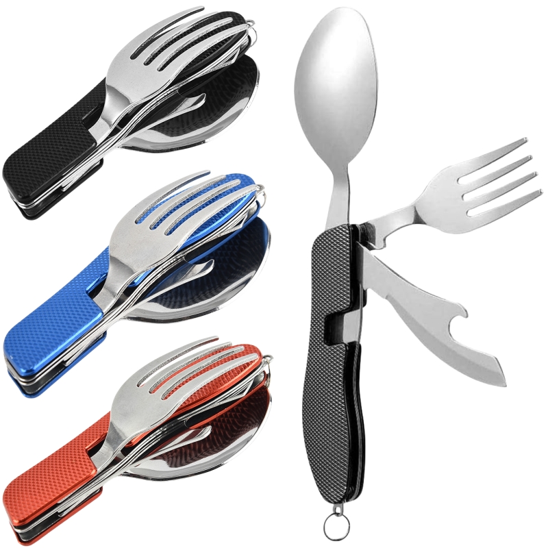 Camping Cooking Cutlery Set - 4-in-1 opvouwbare campinggerei set multifunctionele mes