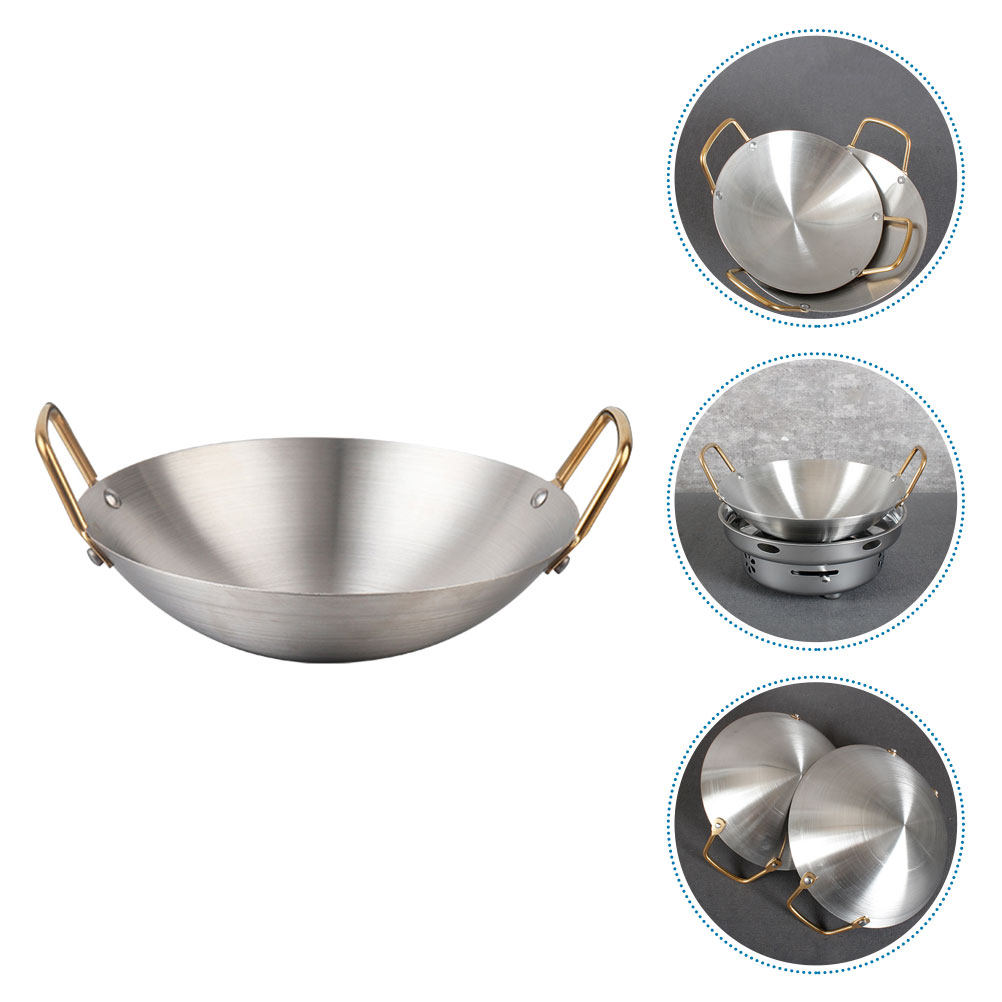 Camping Double Cooking Stove - Roestvrijstalen droge pot met dubbele oren,