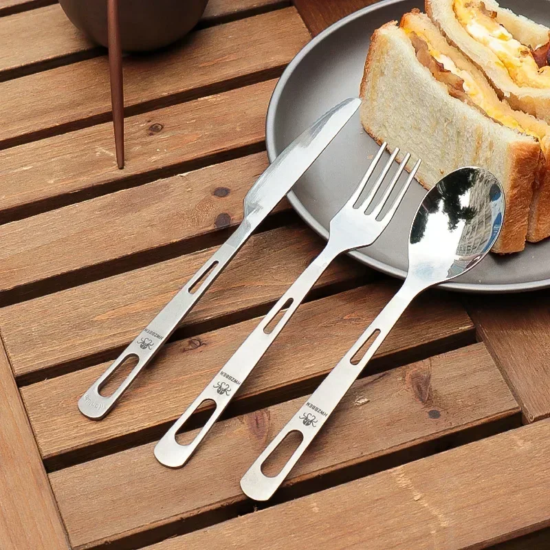 Camping Cooking Utilities - Hwzbben Titanium Vork Lepelmes Set Buiten