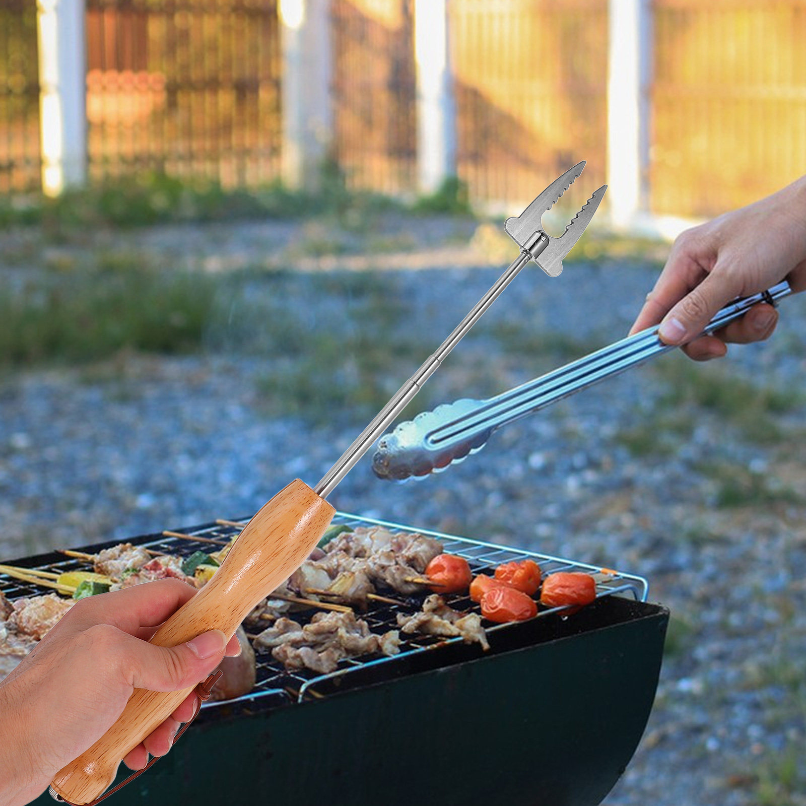 Camping Cooking Fire - RVS uittrekbare BBQ spiesjes, telescopische braadspiesjes