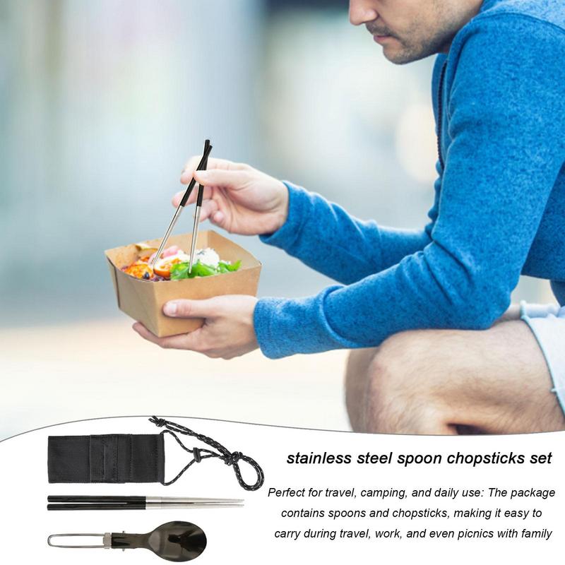 Camping Cooking Cutlery Set - Opvouwbare Lepel Eetstokjes Reizen Kamperen Eetset