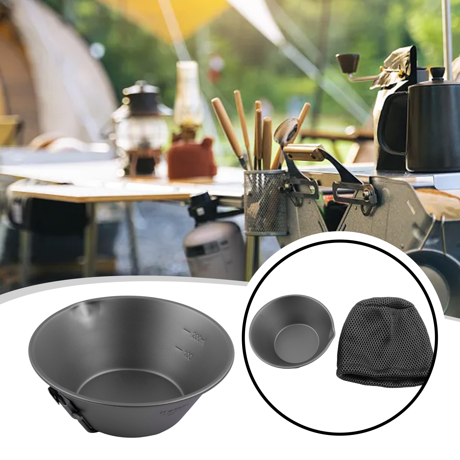 Camping Cooking Cup - Ultralichte opvouwbare campingkompot met uitloop voor