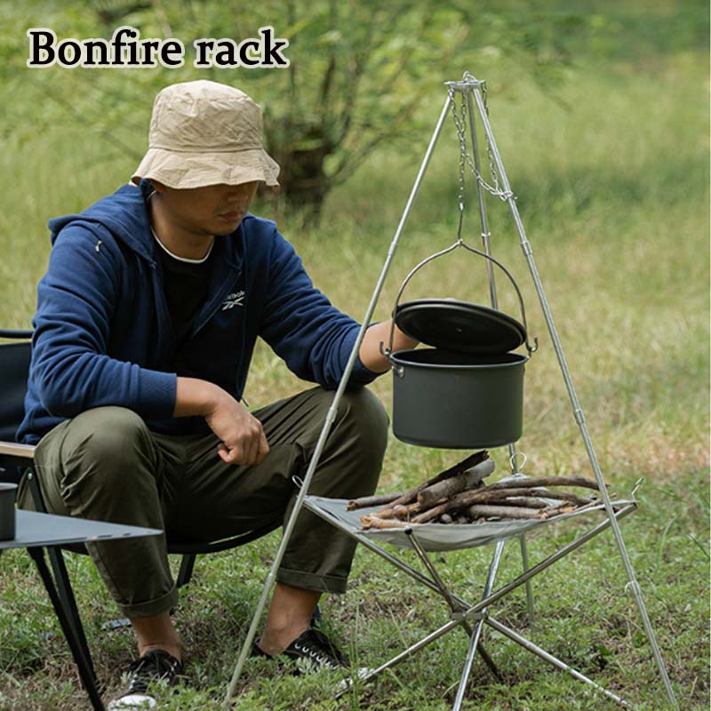 Camping Cooking Pot Tripod - Camping Vreugdevuur Statief Draagbare Driehoeksondersteuning Camping