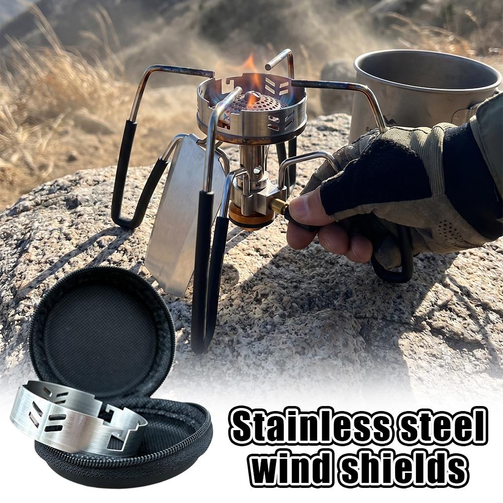 Camping Cooking Set With Bag - 304 roestvrijstalen kachelwindscherm met opbergtas Campinggasfornuis