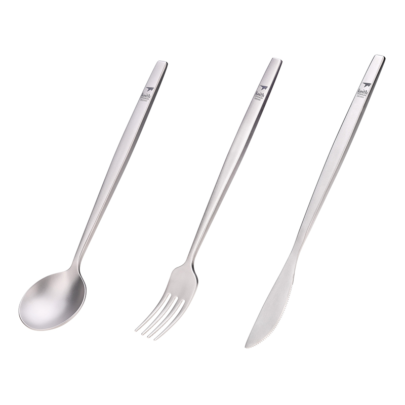 Camping Cooking Ware - Keith Titanium Draagbare Lepel Vork Mes
