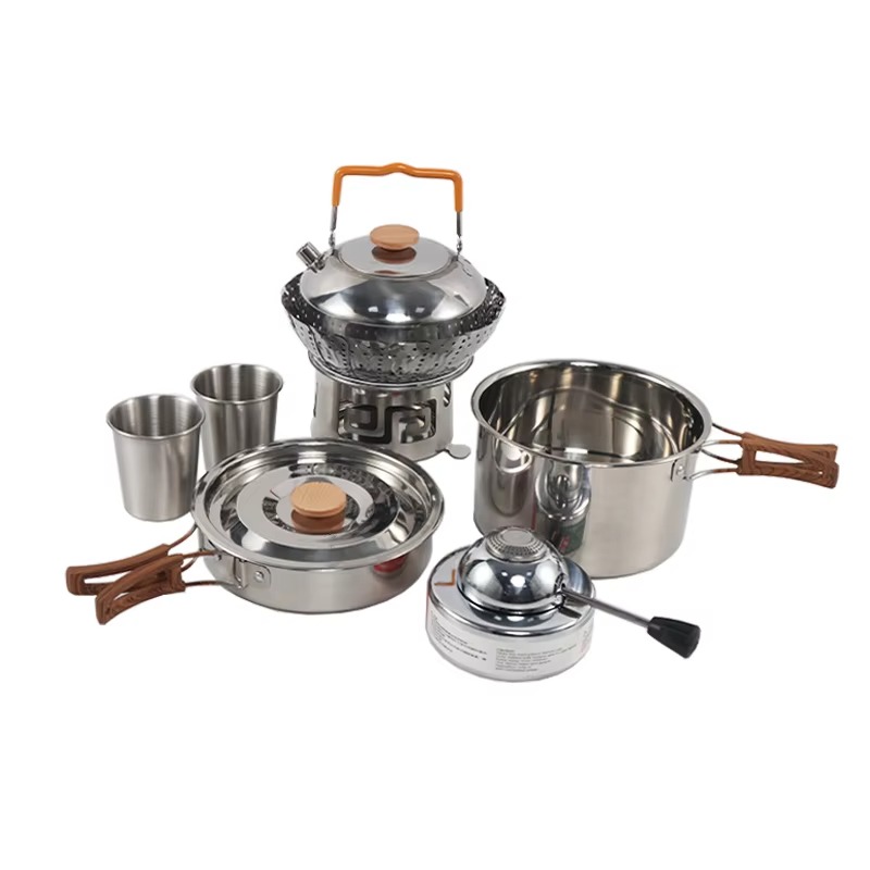 Quality Camping Cooking Set - Hoogwaardige draagbare outdoor camping kookset met