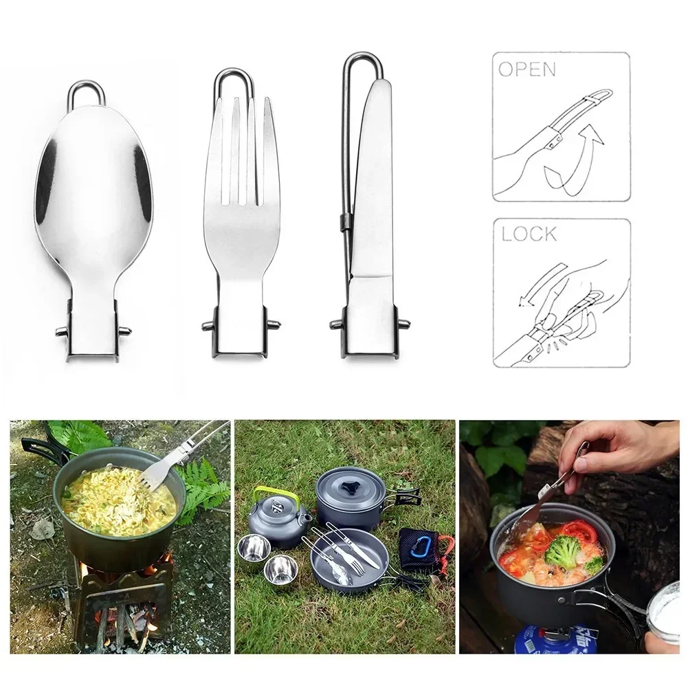 Camping Cooking Cutlery Set - 1-set Outdoor Camping Picknick Kookset Roestvrij