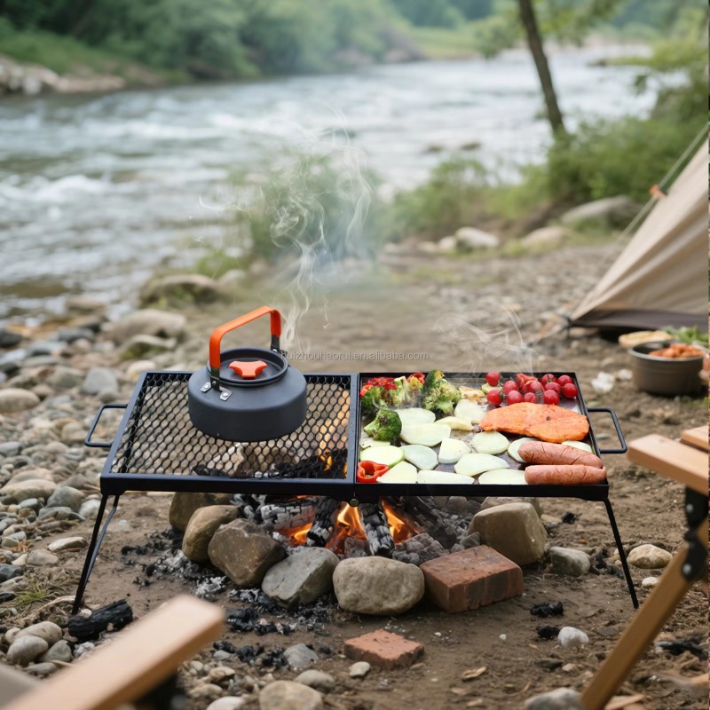 Camping Cooking Over Fire - Vouwbare buitenkookrooster voor kampvuur en BBQ