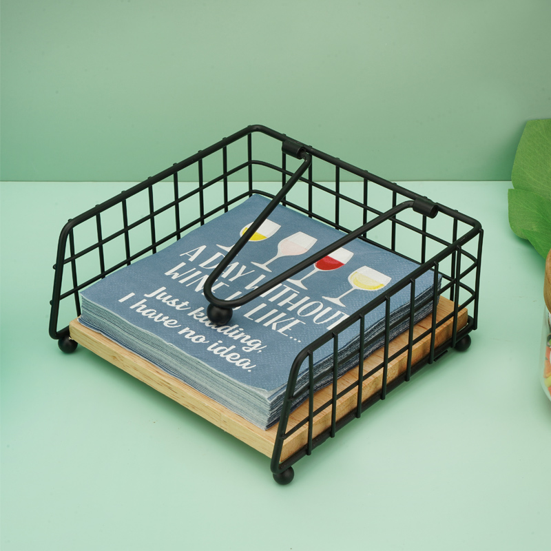 Camping Cooking Utensil Holder - Vierkante houten servethouder, staande servetdispenser, creatieve