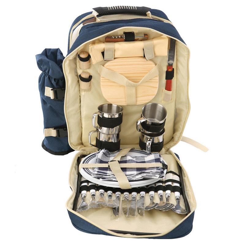 Camping Cooking Set With Bag - Draagbare 4-persoons picknickrugzakset Outdoor Camping Reizen