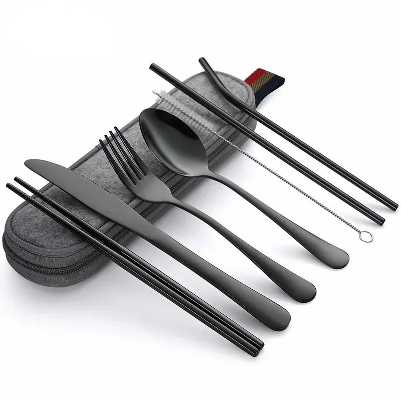 Camping Cooking Cutlery Set - 8 Stks/set Servies Herbruikbaar Reisbestekset Camp