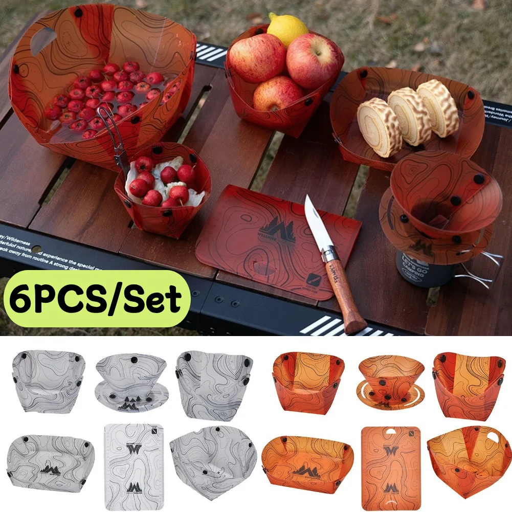 Camping Cooking Set Lightweight - 6 stks/set Outdoor Lichtgewicht Opvouwbaar Servies