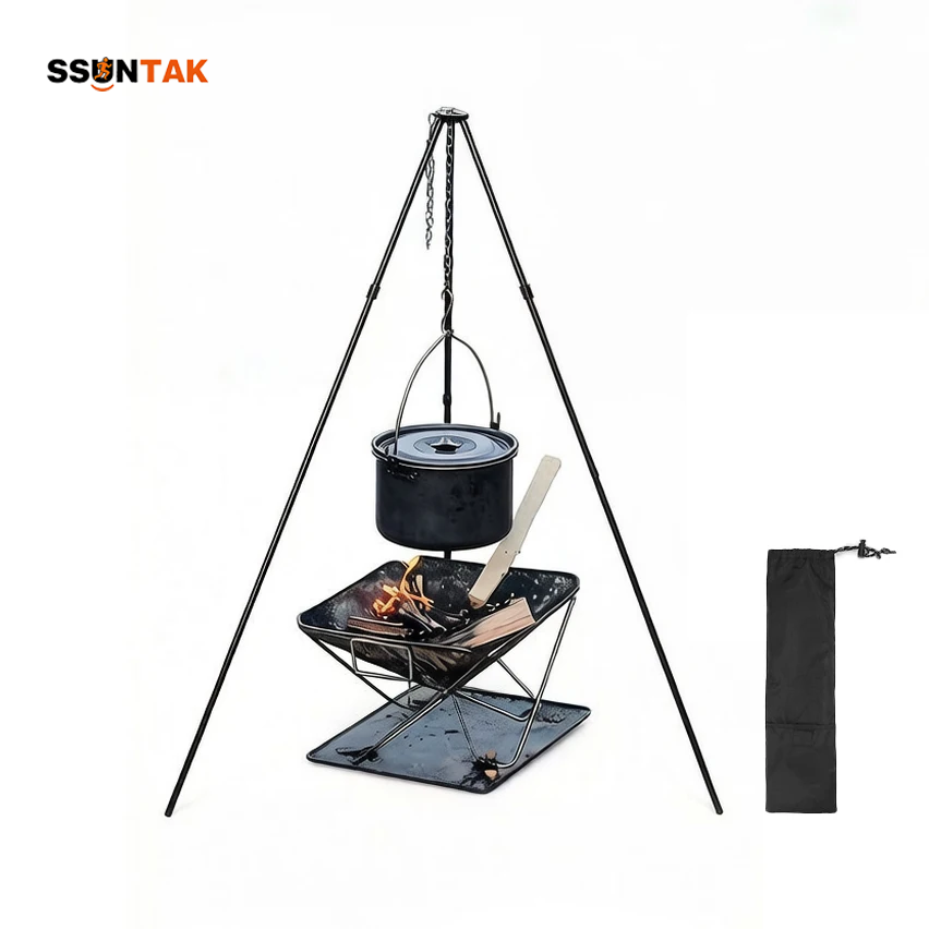 Camping Cooking Pot Tripod - SSUNTAK Draagbare Afneembare Camping BBQ Driepoot