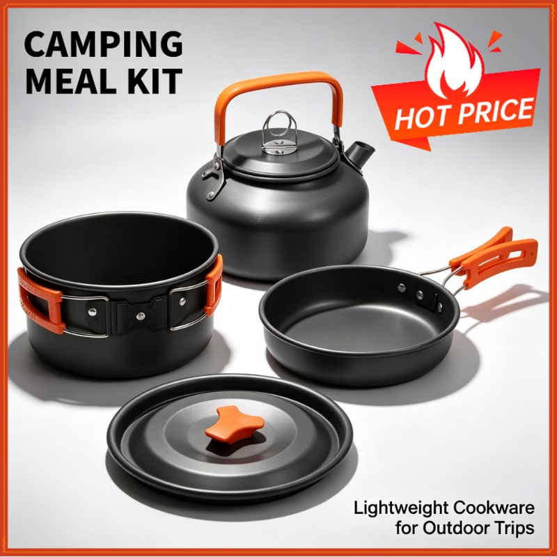 Camping Cooking Set With Bag - Campingkookset Campingkookgerei Reisservies Outdoor Picknickset Theepot