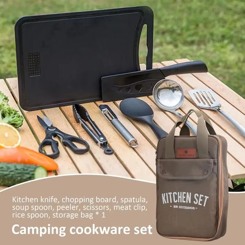 8-delige campingkeukenset met  - Camping Cooking Cutlery Set recensie en prijs