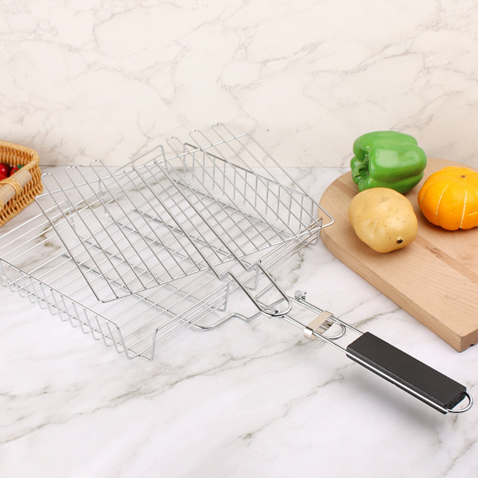Grillmand met houten handvat D - Camping Cooking Handle recensie en prijs