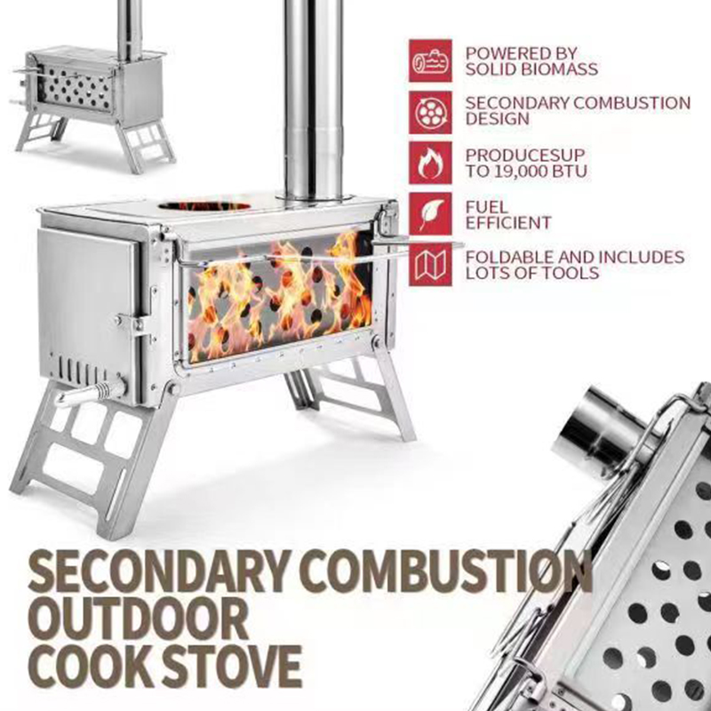 Draagbare buitenhoutkachel voo - Camping Double Cooking Stove recensie en prijs