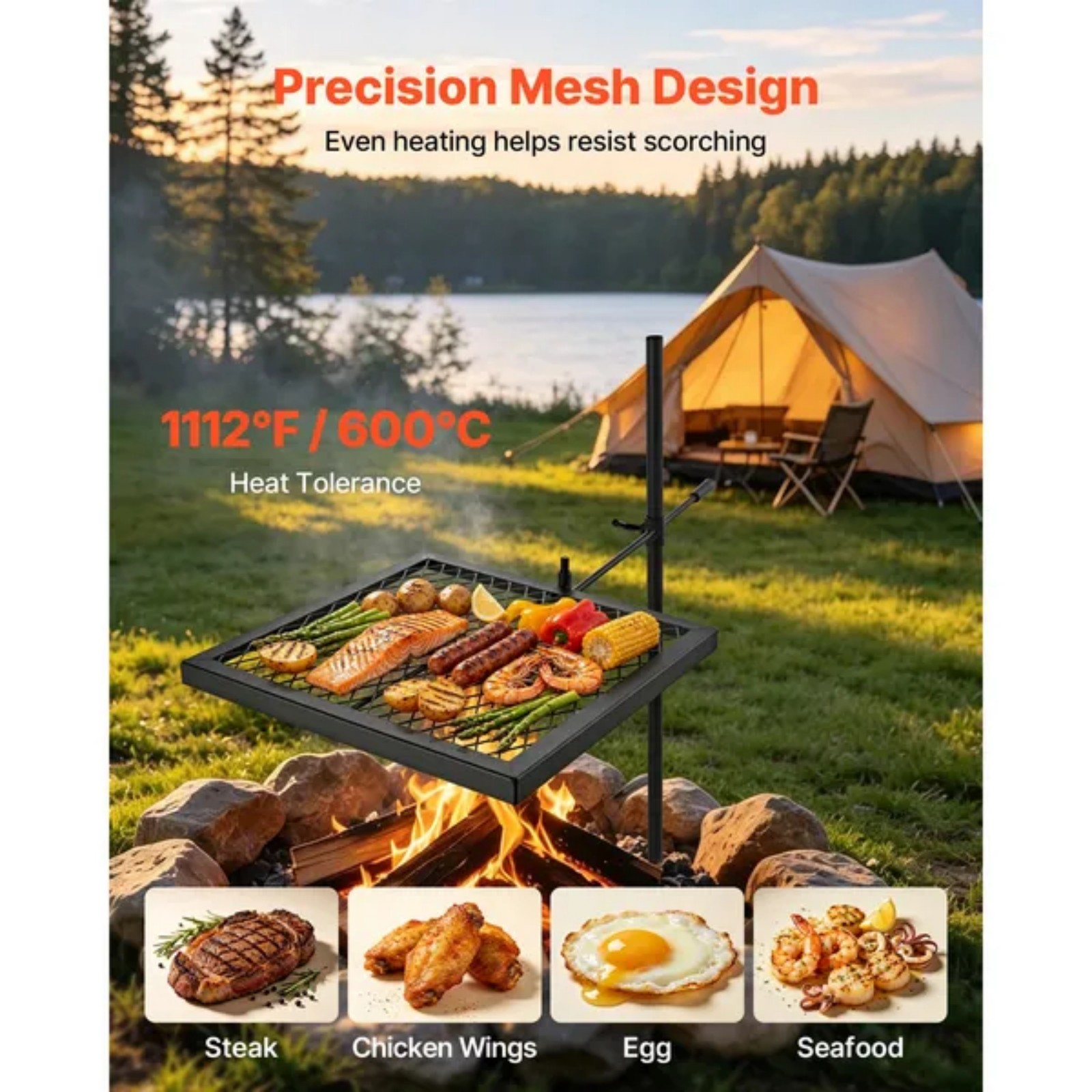Robuuste draaibare kampvuurgri - Camping Cooking Over Fire recensie en prijs