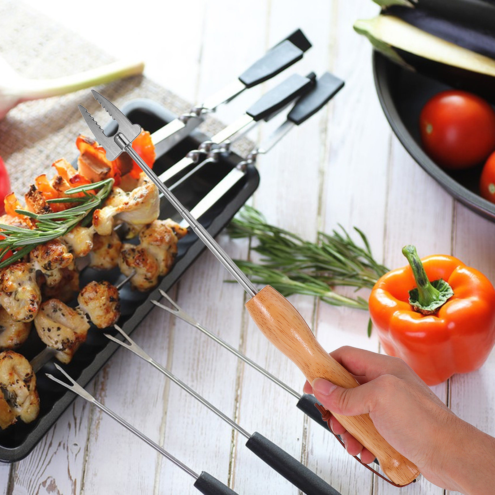 RVS uittrekbare BBQ spiesjes,  - Camping Cooking Fire recensie en prijs