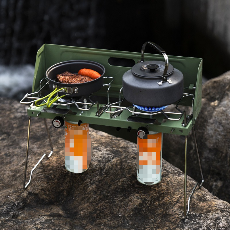 Draagbare gasfornuis buiten ga - Camping Double Cooking Stove recensie en prijs