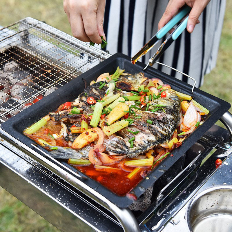 Buiten dikke vierkante grillpa - Camping Cooking Handle recensie en prijs