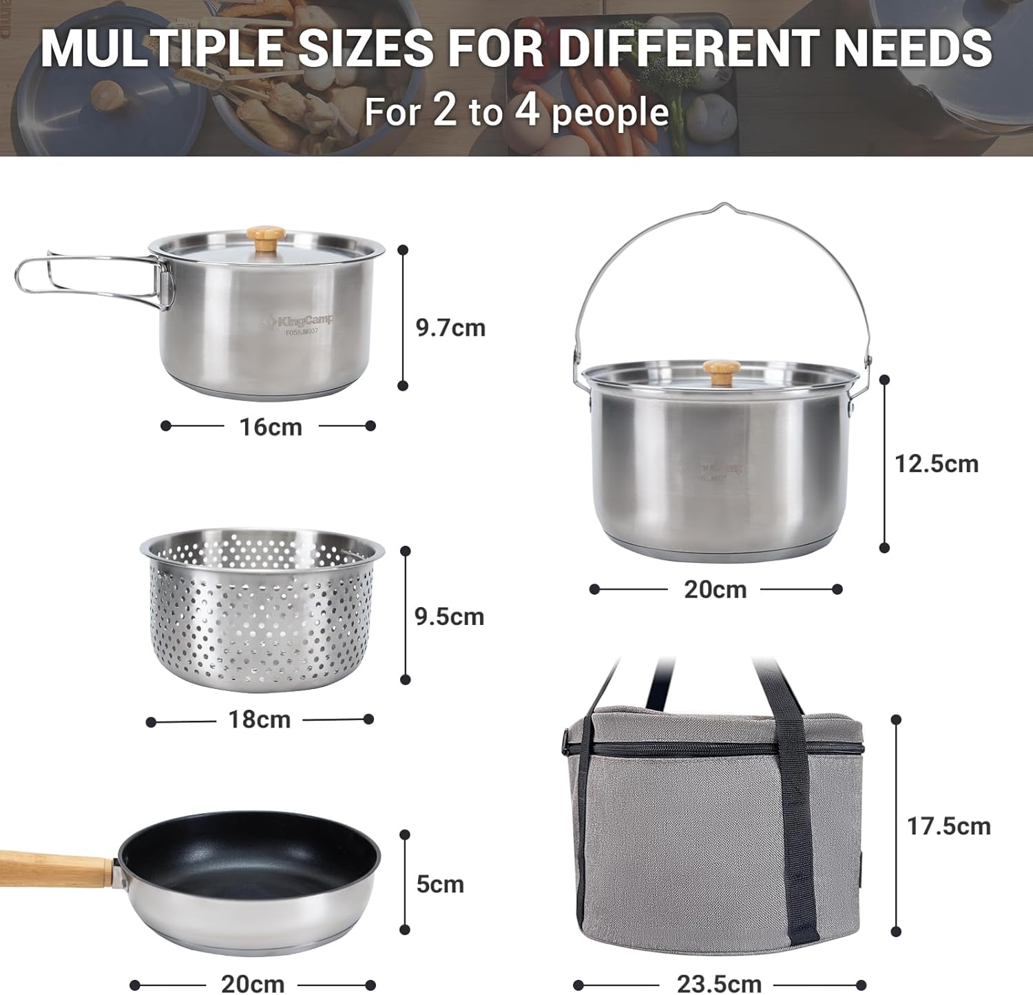 304 RVS Campingkookset - Panne - Camping Cooking Set With Bag recensie en prijs