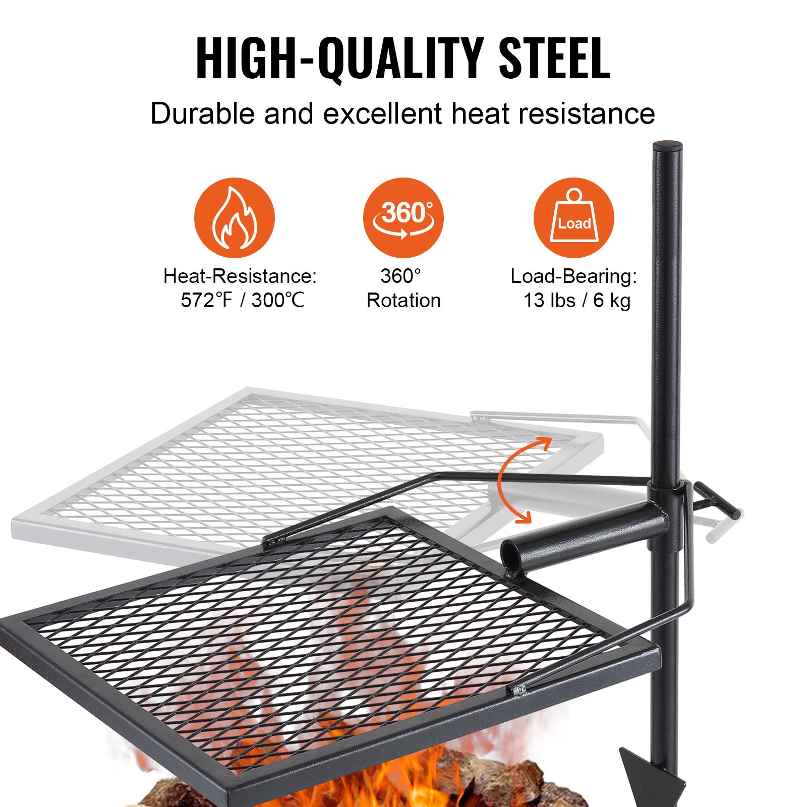 Draaibare kampvuurgrill, grill - Camping Cooking Over Fire recensie en prijs